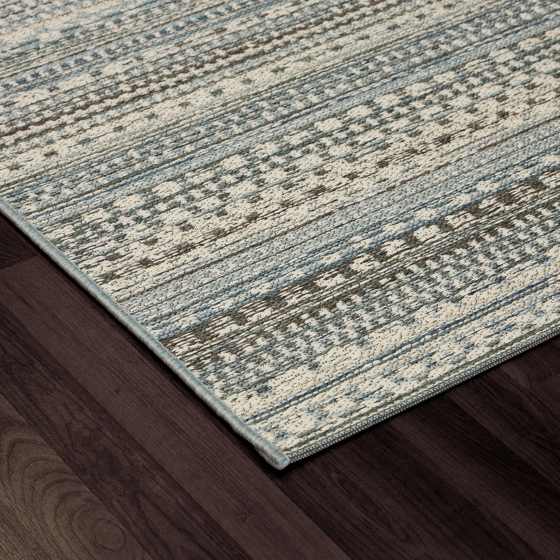 Brighton Contemporary Beige/Blue Modern No Pile Rug