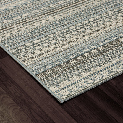 Brighton Contemporary Beige/Blue Modern No Pile Rug