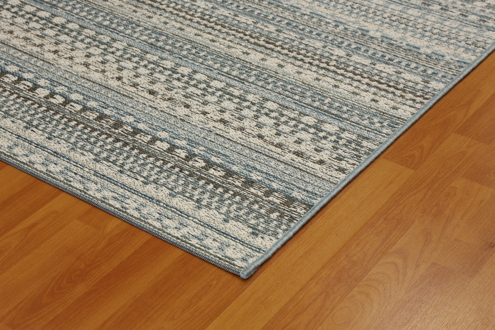 Brighton Contemporary Beige/Blue Modern No Pile Rug
