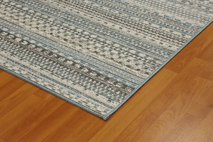 Brighton Contemporary Beige/Blue Modern No Pile Rug