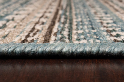 Brighton Contemporary Beige/Blue Modern No Pile Rug