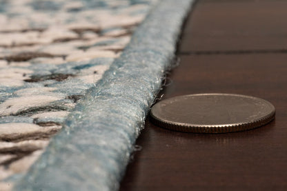 Brighton Contemporary Beige/Blue Modern No Pile Rug