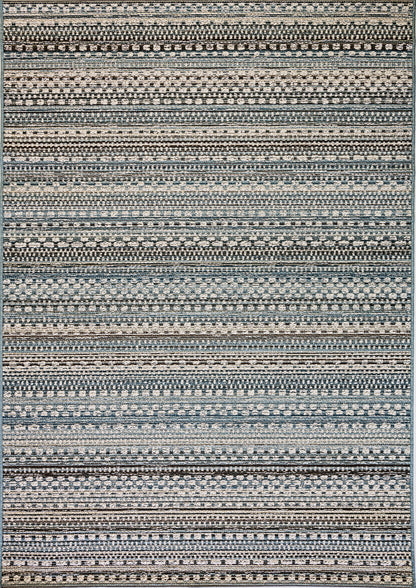 Brighton Contemporary Beige/Blue Modern No Pile Rug