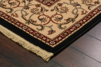 Brilliant Traditional Black Classic Medium Pile Rug