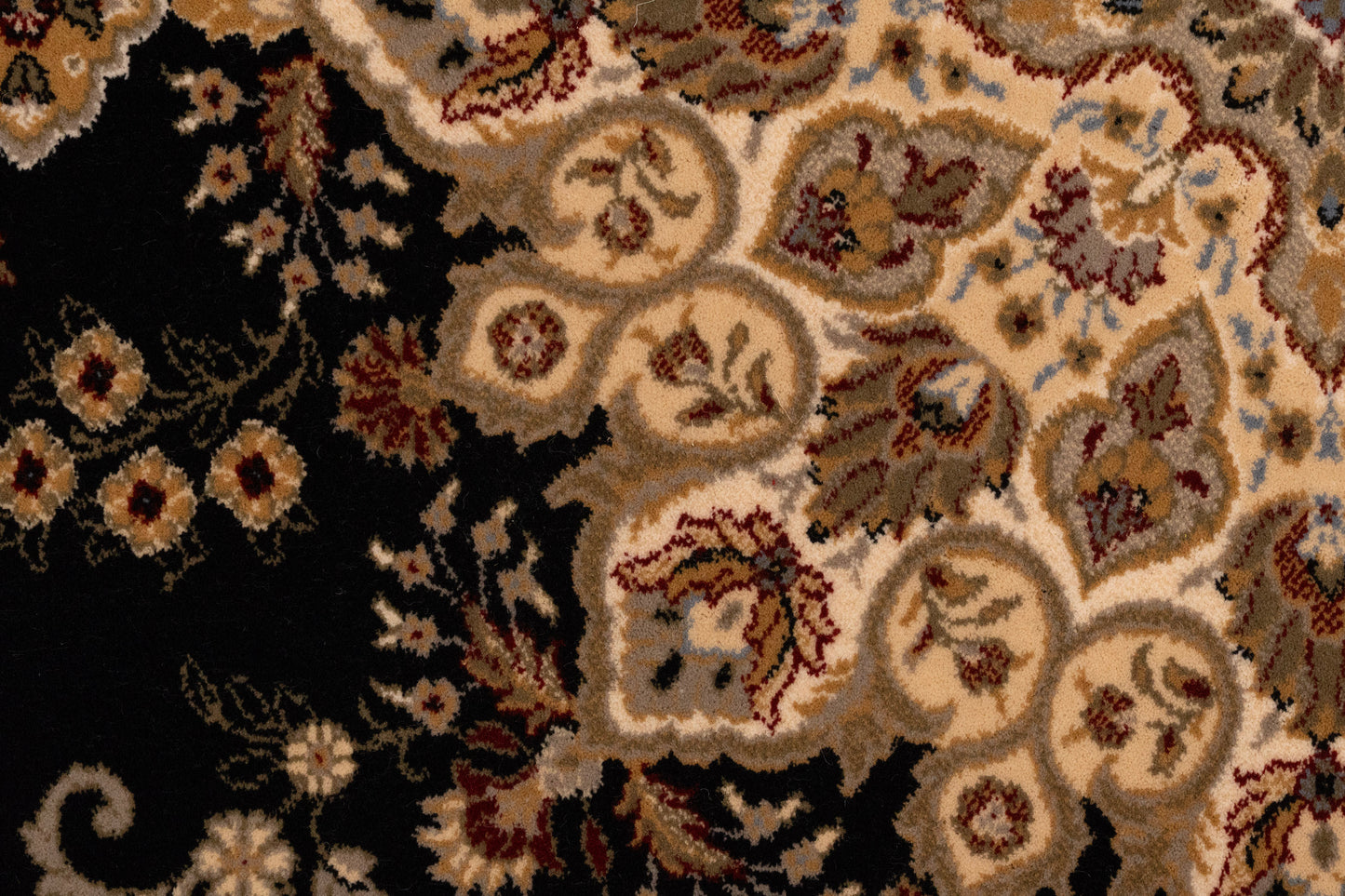 Brilliant Traditional Black Classic Medium Pile Rug