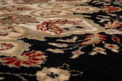 Brilliant Traditional Black Classic Medium Pile Rug