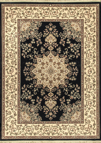 Brilliant Traditional Black Classic Medium Pile Rug