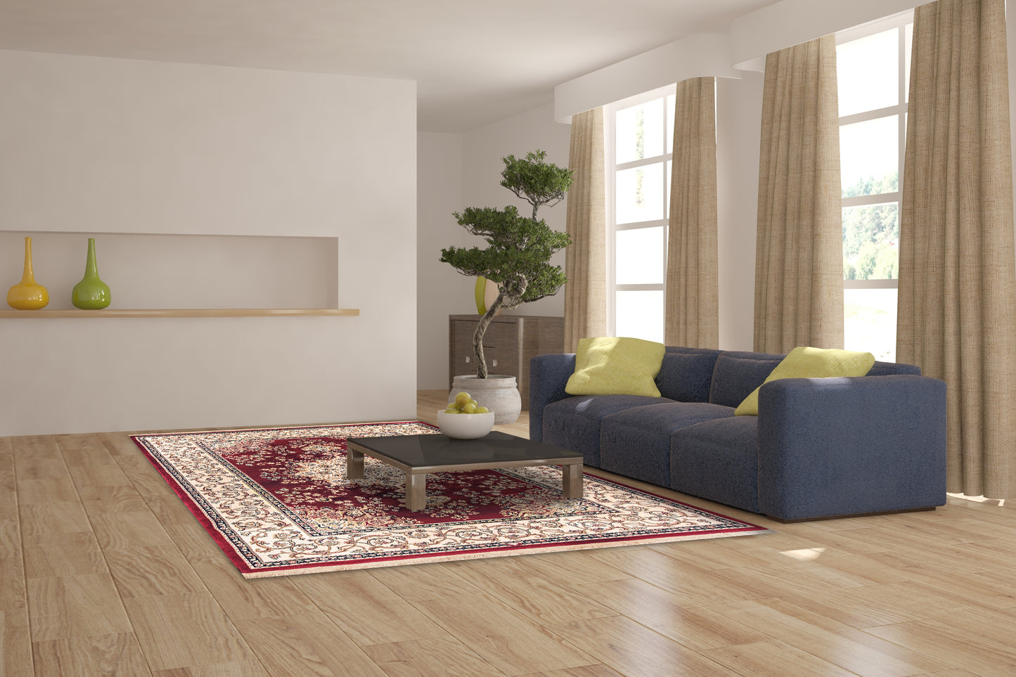 Brilliant Traditional Red Classic Medium Pile Rug