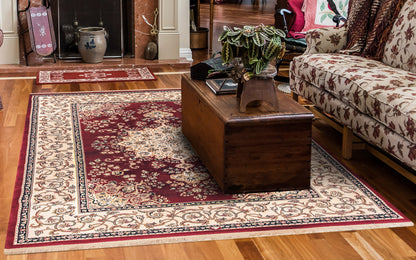 Brilliant Traditional Red Classic Medium Pile Rug