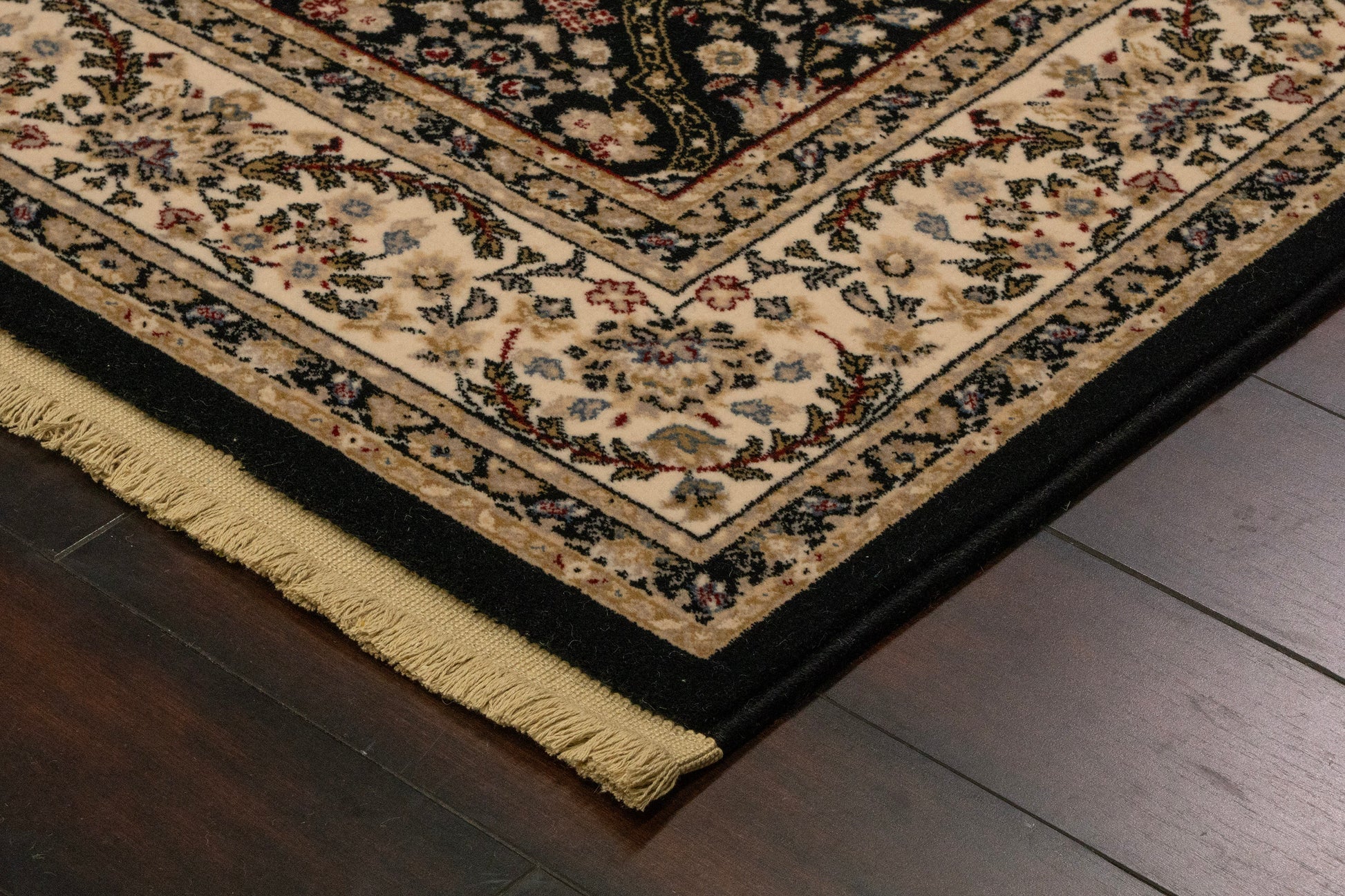 Brilliant Traditional Black Classic Medium Pile Rug