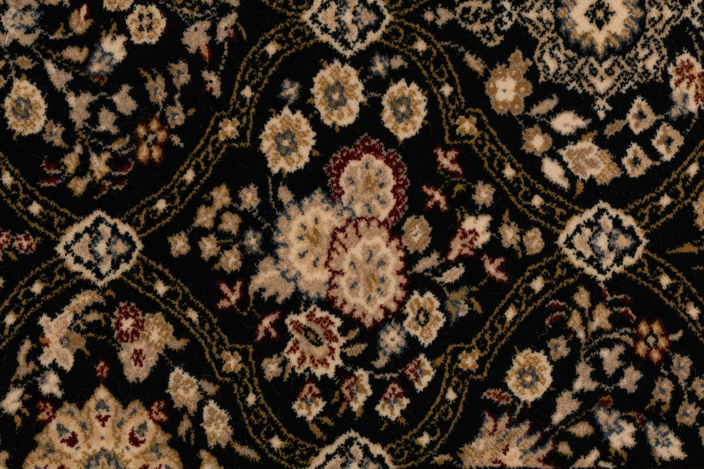 Brilliant Traditional Black Classic Medium Pile Rug