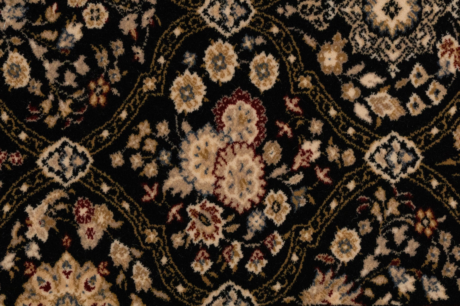 Brilliant Traditional Black Classic Medium Pile Rug