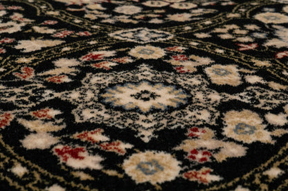 Brilliant Traditional Black Classic Medium Pile Rug
