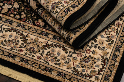 Brilliant Traditional Black Classic Medium Pile Rug