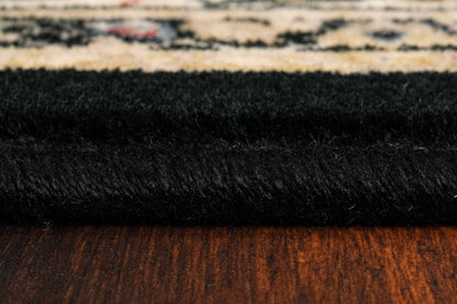 Brilliant Traditional Black Classic Medium Pile Rug