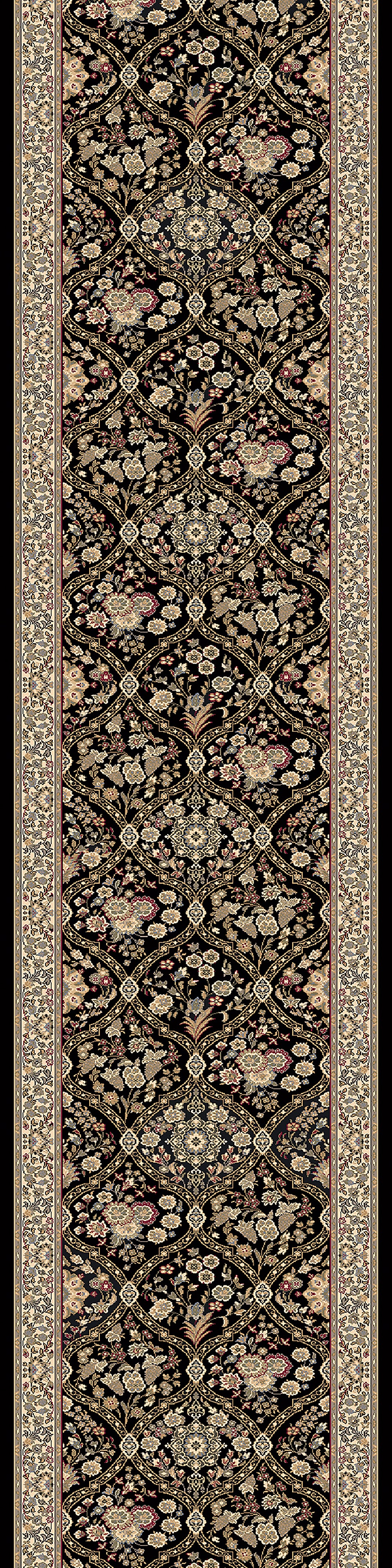 Brilliant Traditional Black Classic Medium Pile Rug
