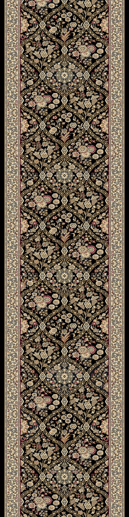 Brilliant Traditional Black Classic Medium Pile Rug