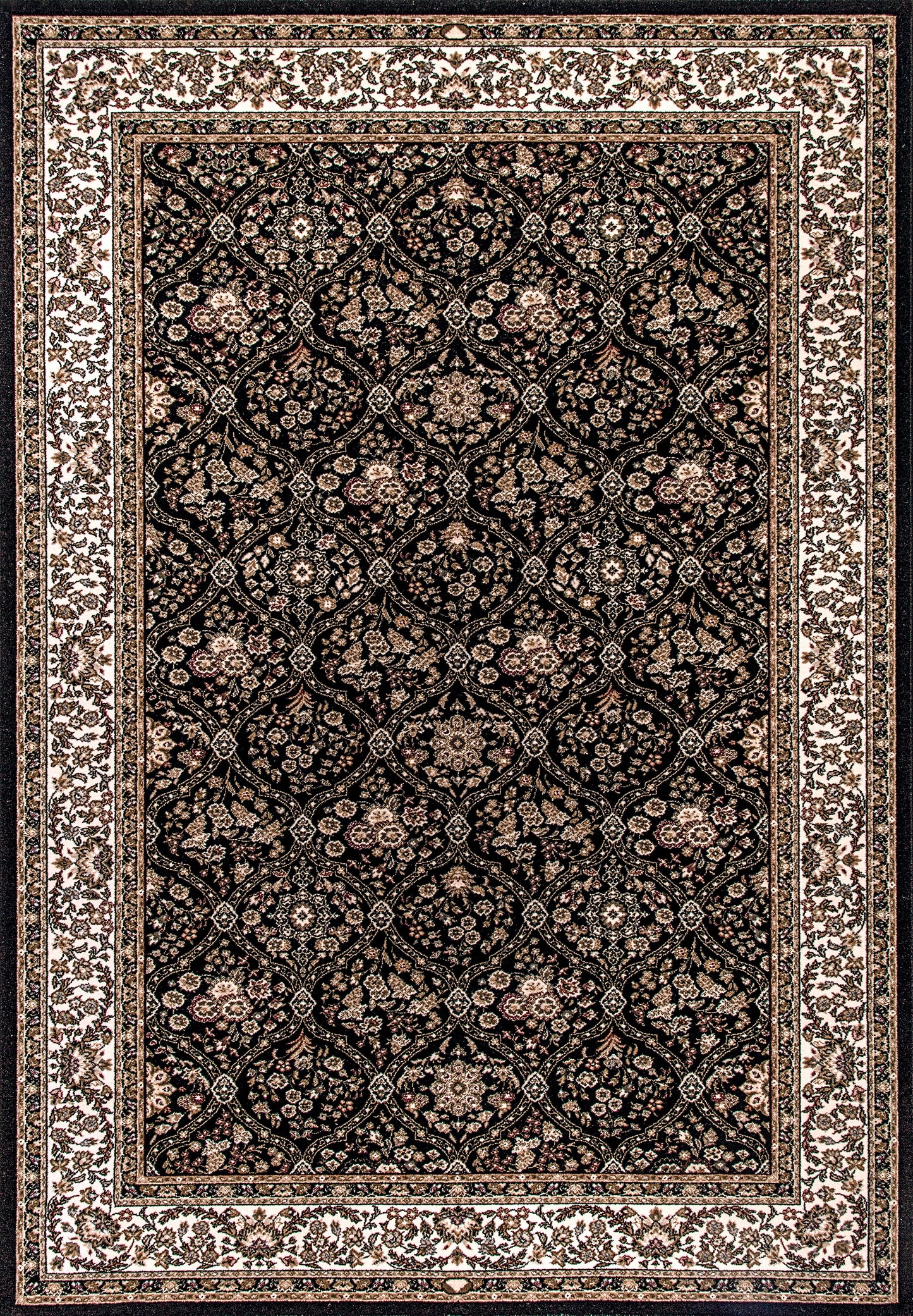 Brilliant Traditional Black Classic Medium Pile Rug