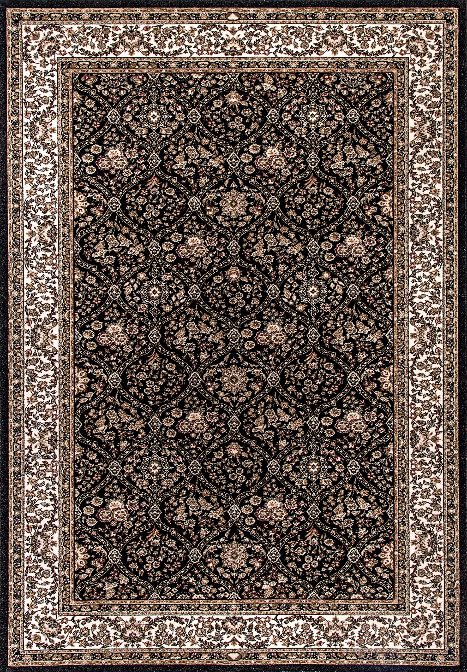 Brilliant Traditional Black Classic Medium Pile Rug