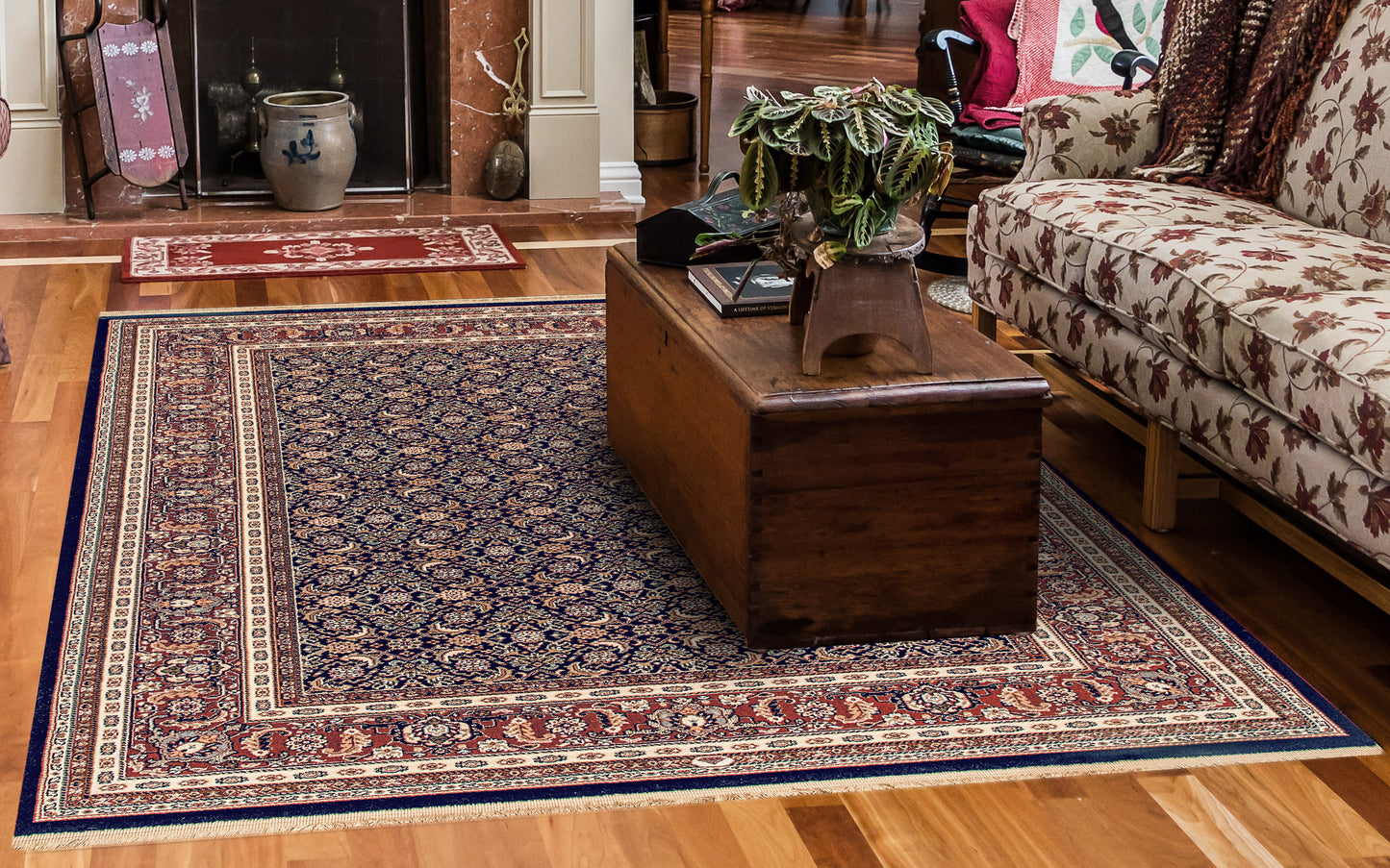 Brilliant Traditional Navy Classic Medium Pile Rug