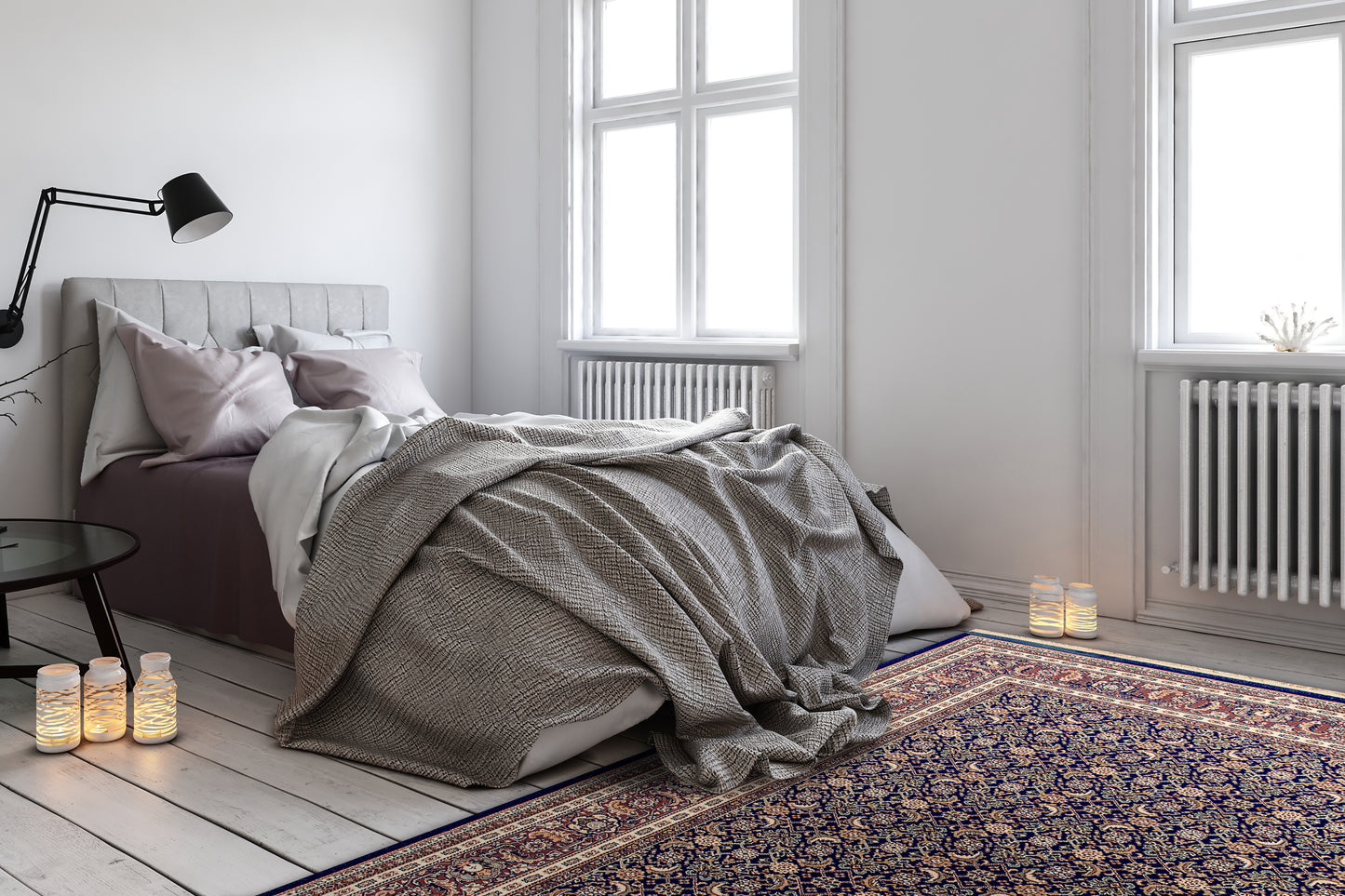 Brilliant Traditional Navy Classic Medium Pile Rug