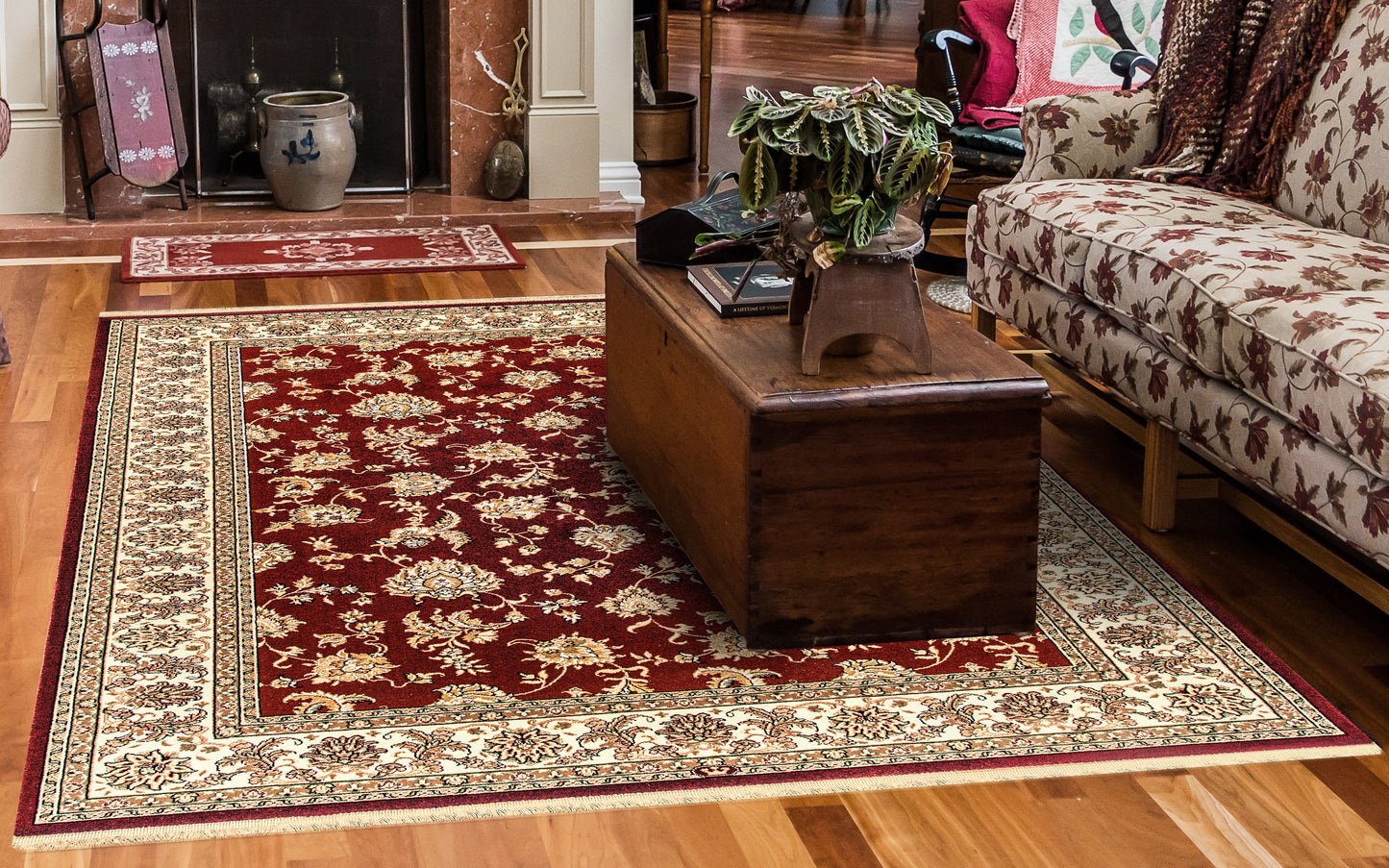 Brilliant Traditional Red Classic Medium Pile Rug