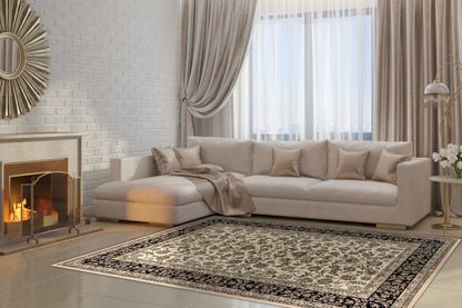 Brilliant Traditional Ivory Classic Medium Pile Rug