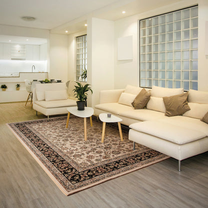 Brilliant Traditional Ivory Classic Medium Pile Rug