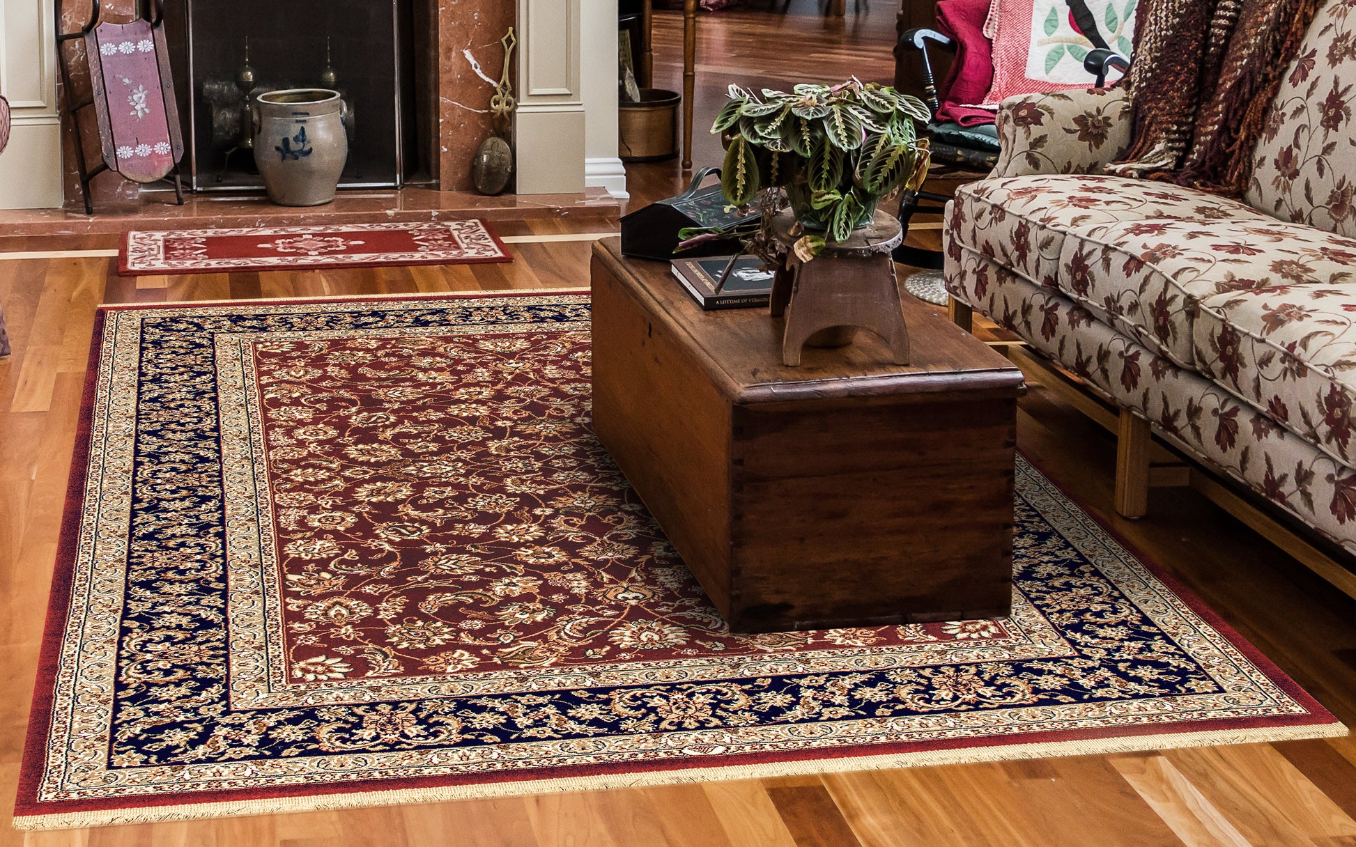 Brilliant Traditional Red Classic Medium Pile Rug