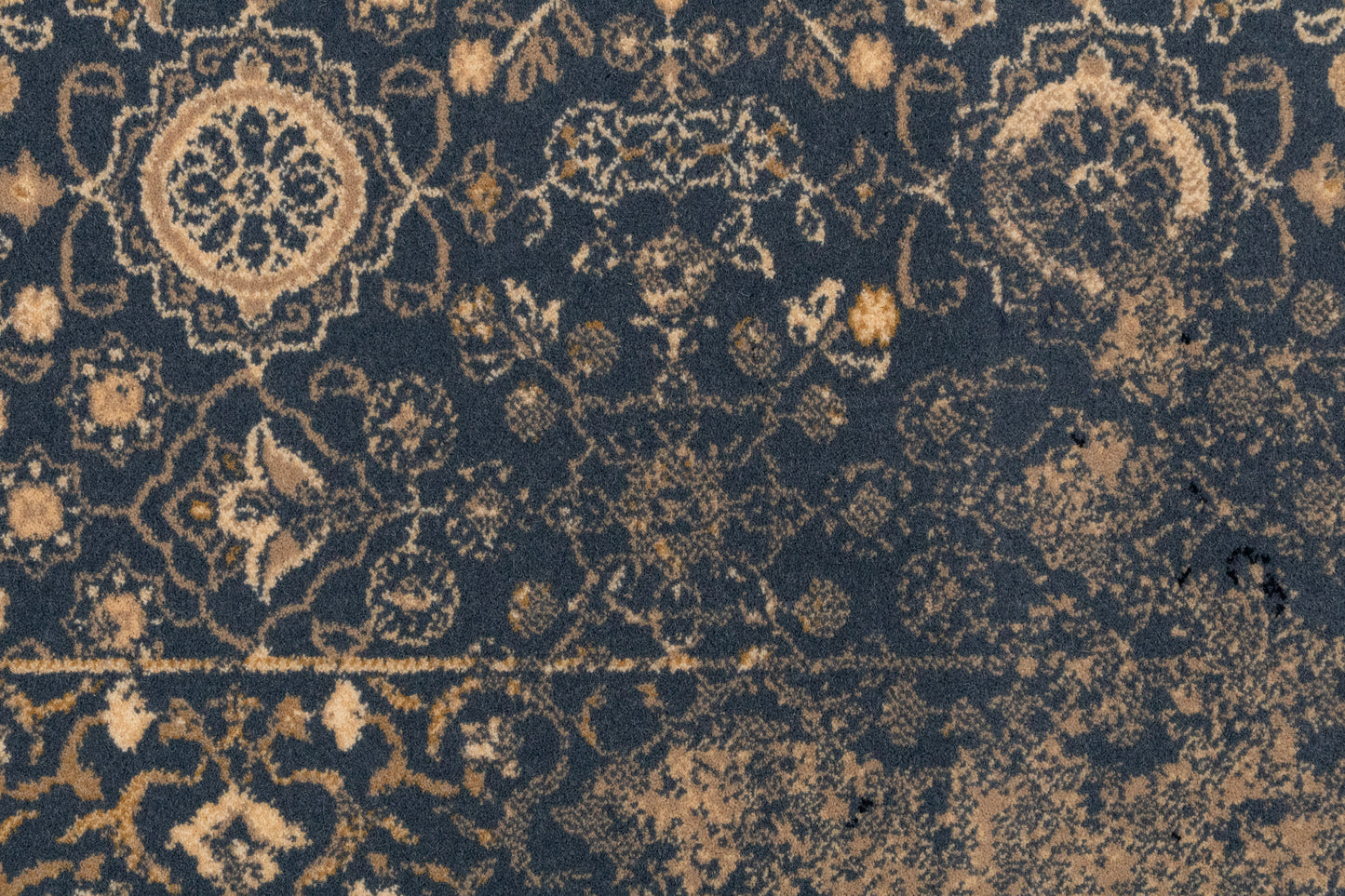 Brilliant Traditional Blue Distressed Medium Pile Rug
