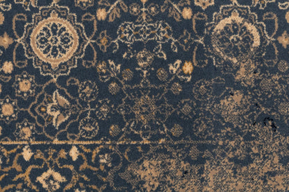 Brilliant Traditional Blue Distressed Medium Pile Rug