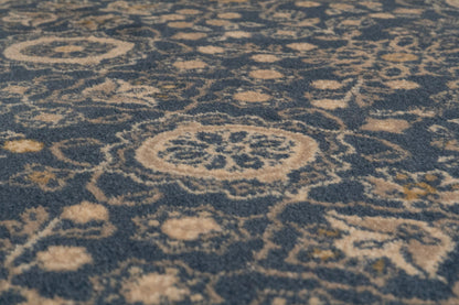 Brilliant Traditional Blue Distressed Medium Pile Rug