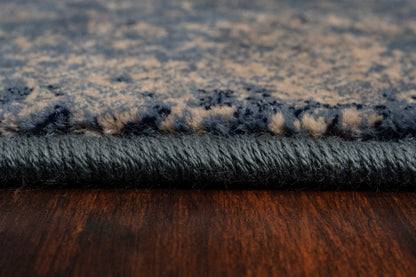 Brilliant Traditional Blue Distressed Medium Pile Rug