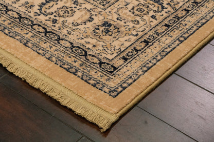 Brilliant Traditional Navy Distressed Medium Pile Rug