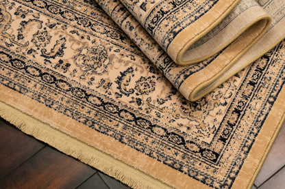 Brilliant Traditional Navy Distressed Medium Pile Rug