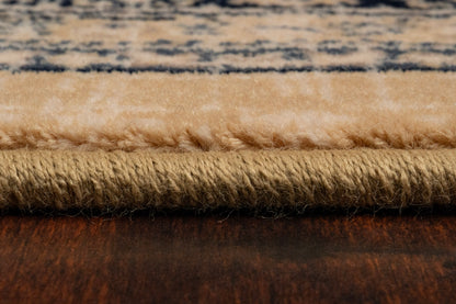 Brilliant Traditional Navy Distressed Medium Pile Rug