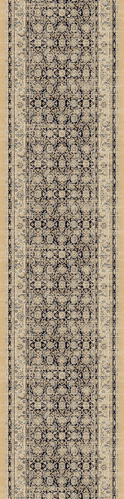 Brilliant Traditional Navy Distressed Medium Pile Rug
