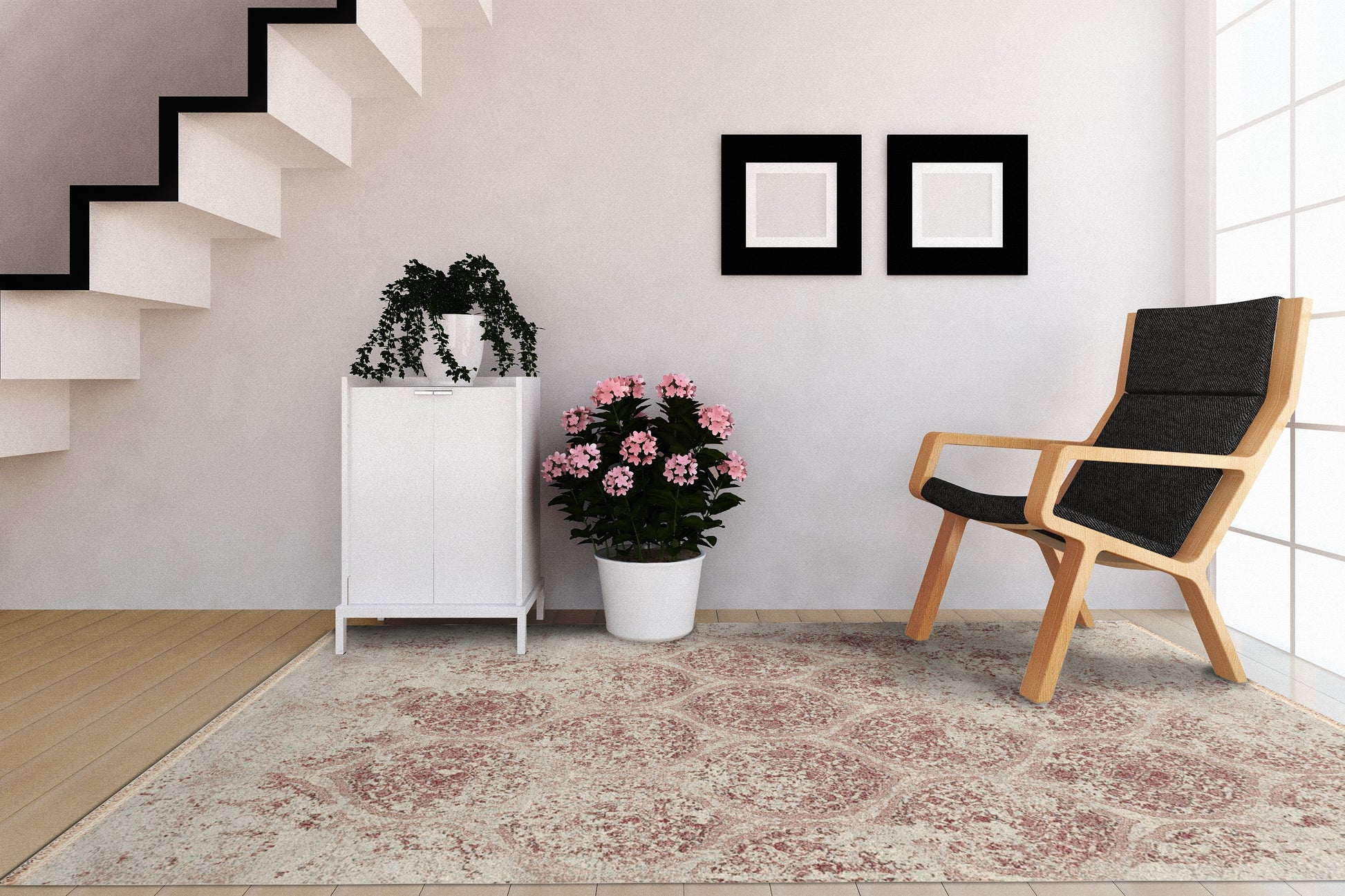 Brilliant Traditional Beige Distressed Medium Pile Rug