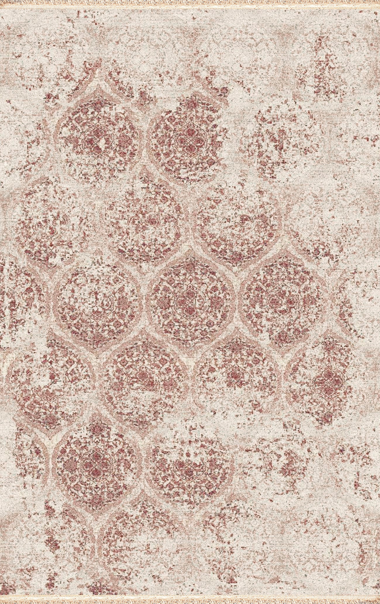 Brilliant Traditional Beige Distressed Medium Pile Rug