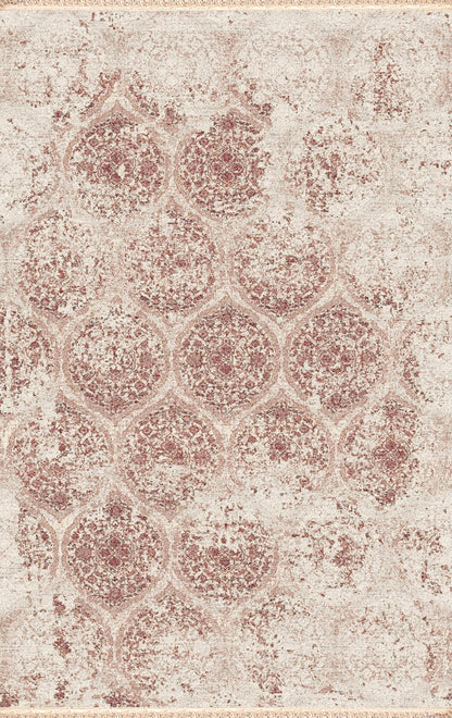 Brilliant Traditional Beige Distressed Medium Pile Rug