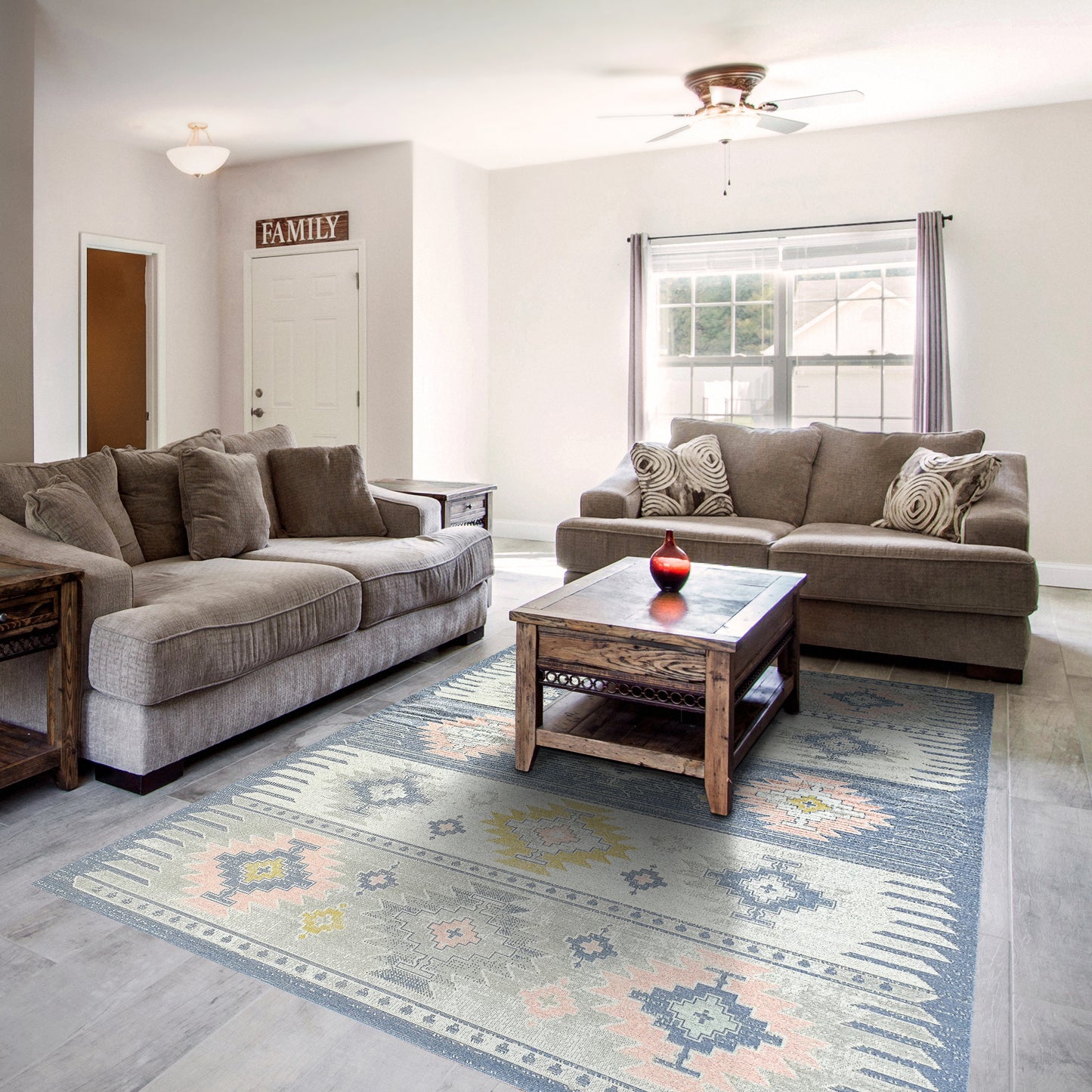 Bristol Contemporary Multi Bohemian Low Pile Rug