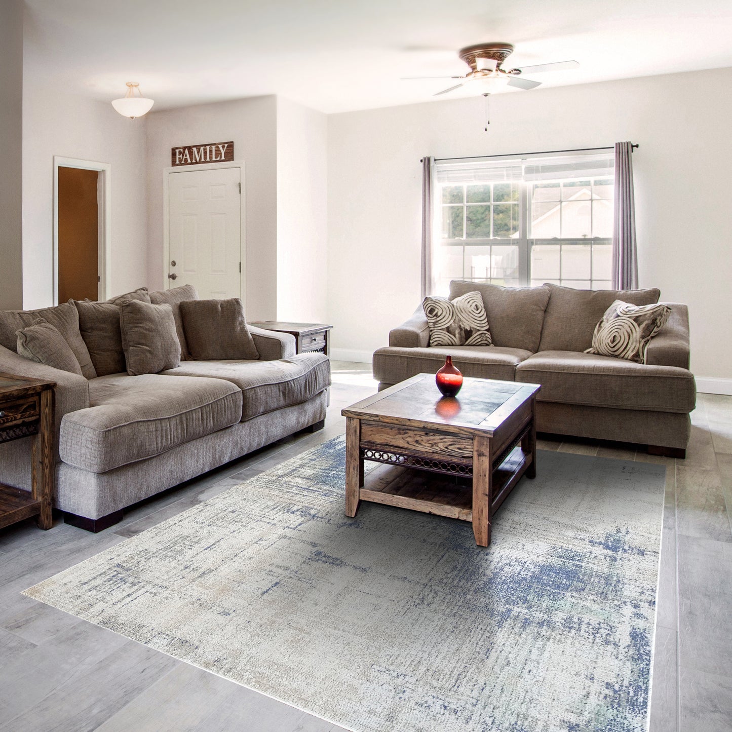 Bristol Contemporary Light Blue Abstract Low Pile Rug