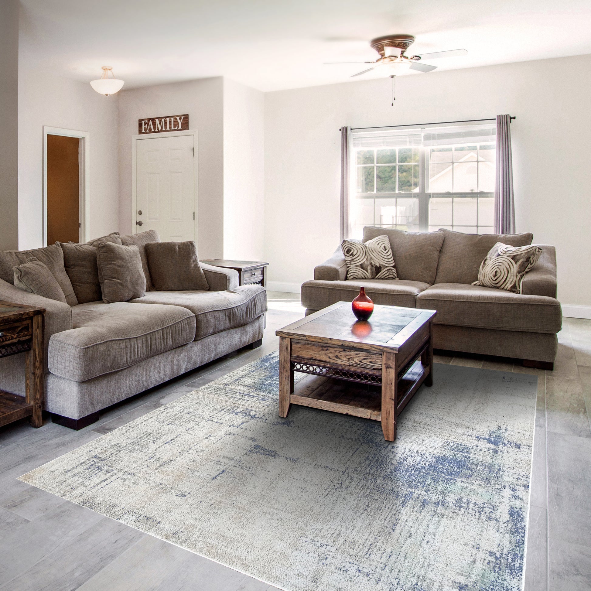 Bristol Contemporary Light Blue Abstract Low Pile Rug