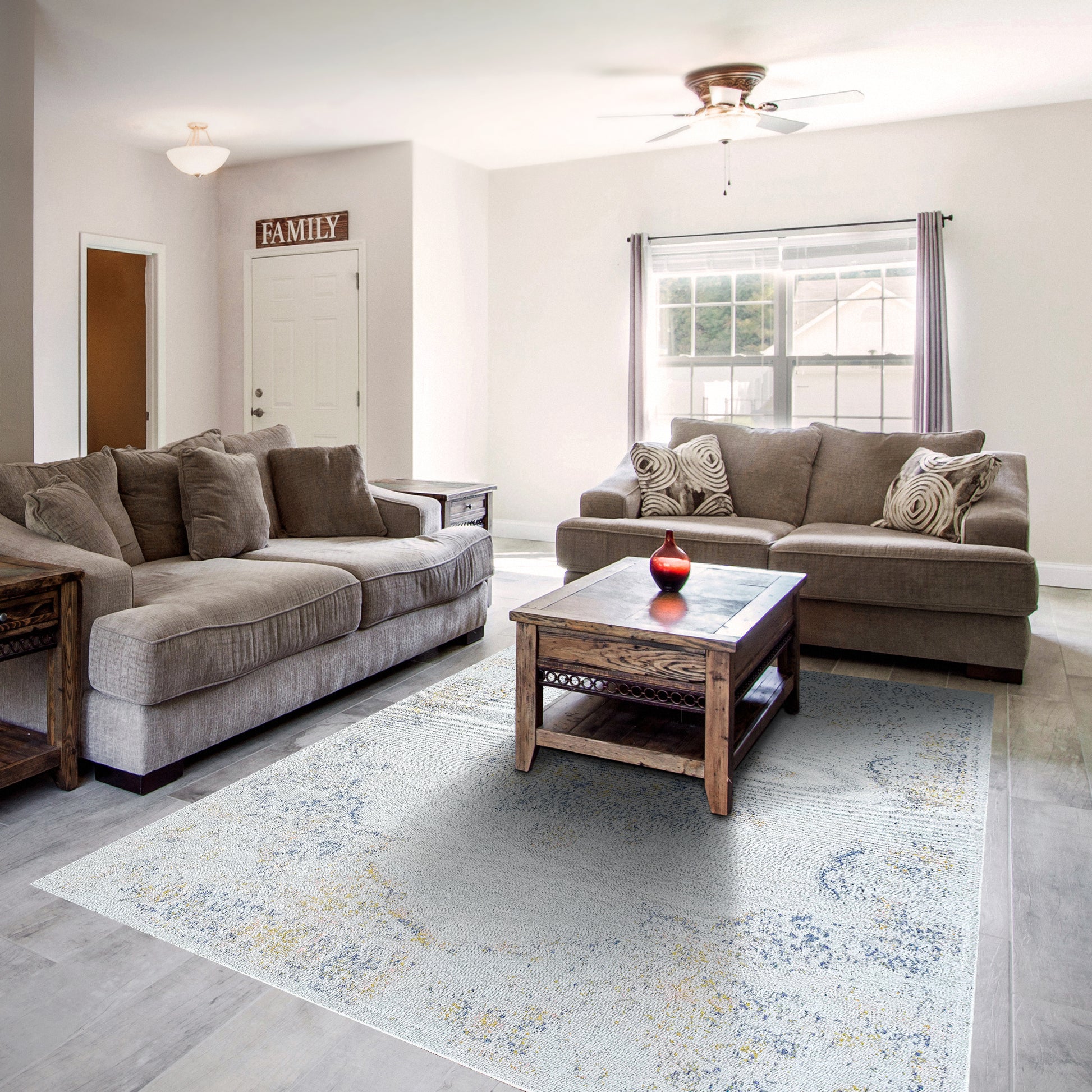 Bristol Transitional Multi Distressed Low Pile Rug