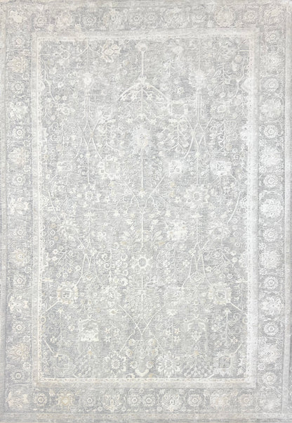 Canyon Traditional Grey/Cream Floral Medium Pile Rug