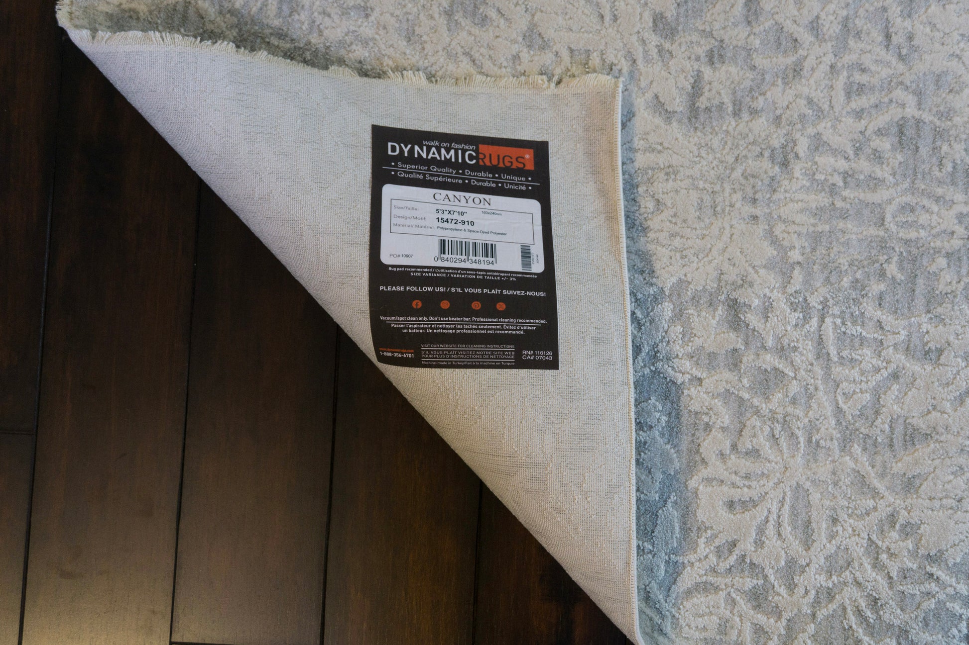 Canyon Modern Grey/Cream Floral Medium Pile Rug