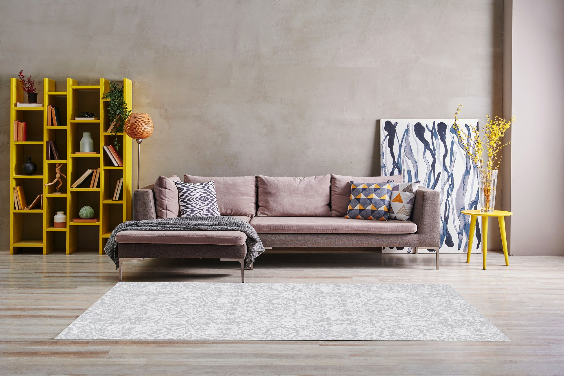 Canyon Modern Grey/Cream Floral Medium Pile Rug