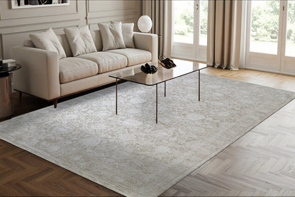 Canyon Traditional Beige/Light Beige Floral Medium Pile Rug