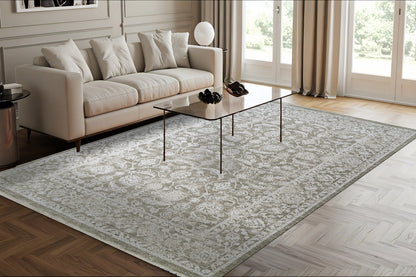 Canyon Traditional Beige/Light Beige/Cream Floral Medium Pile Rug