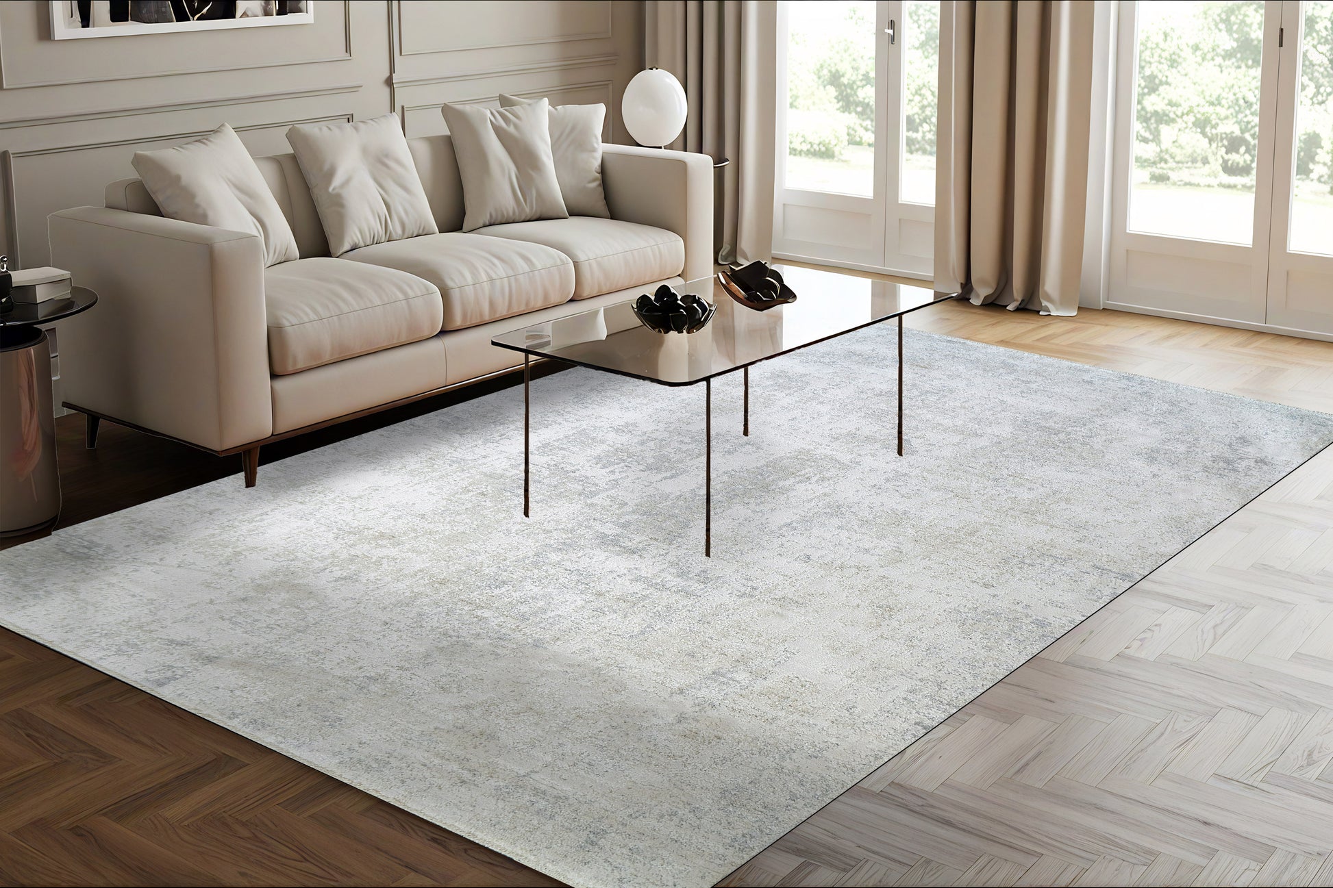 Canyon Modern Grey/Cream/Beige Abstract Medium Pile Rug
